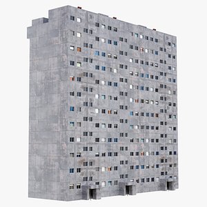 Soviet Panel Residential Building Block 8K PBR 3D model