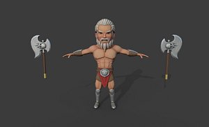 Stylized Barbarian rigged PBR Low-poly 3D model