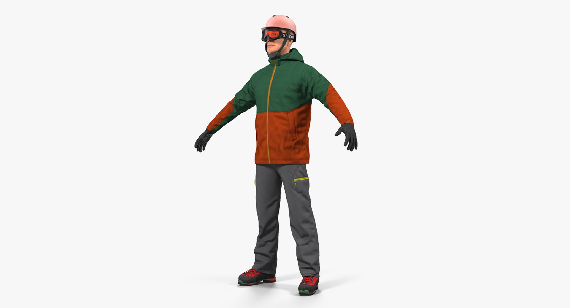 Snowboarder in Winter Sports Gear 3D Model 3D model preview