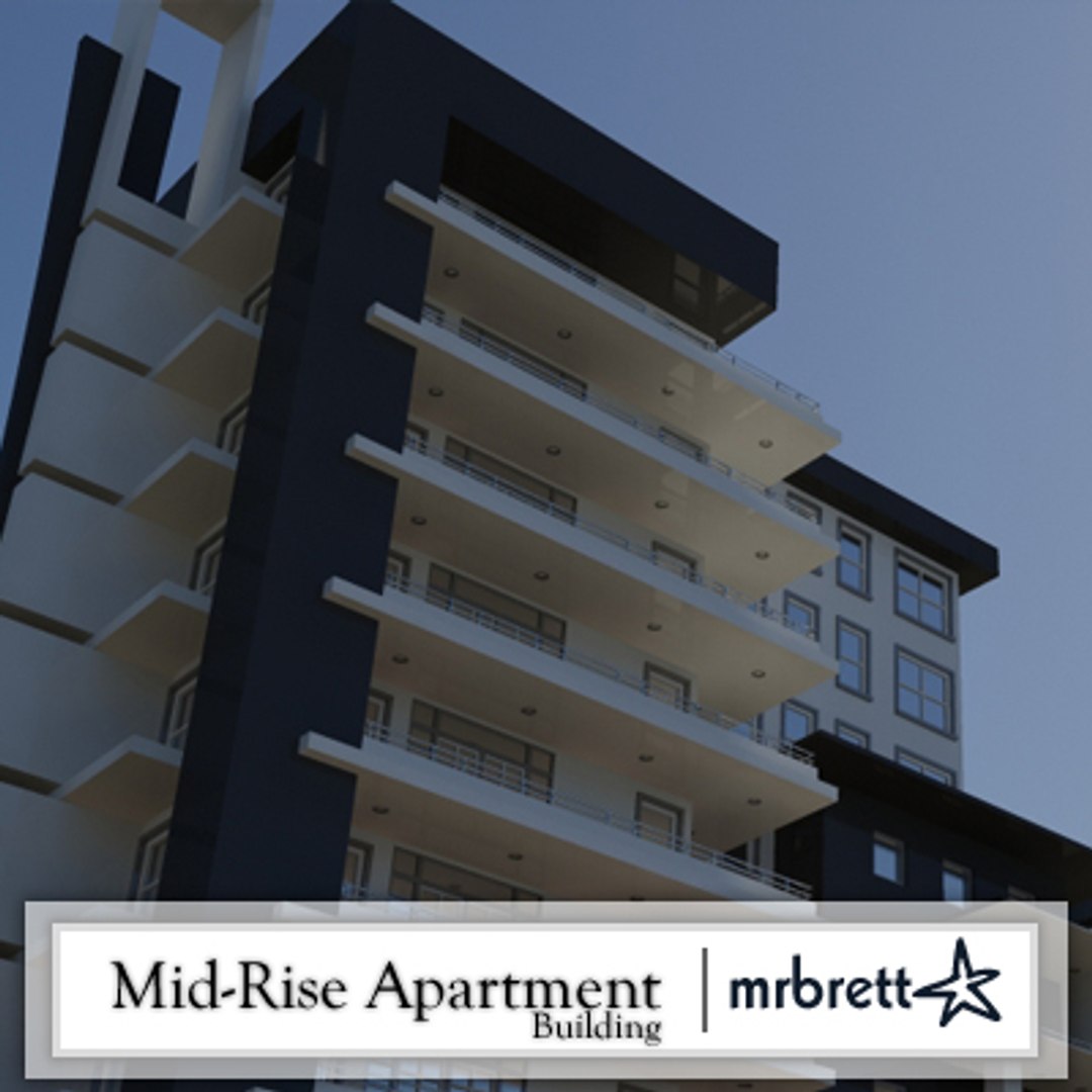 Picture of mid-rise luxury apartment building 3d dxf