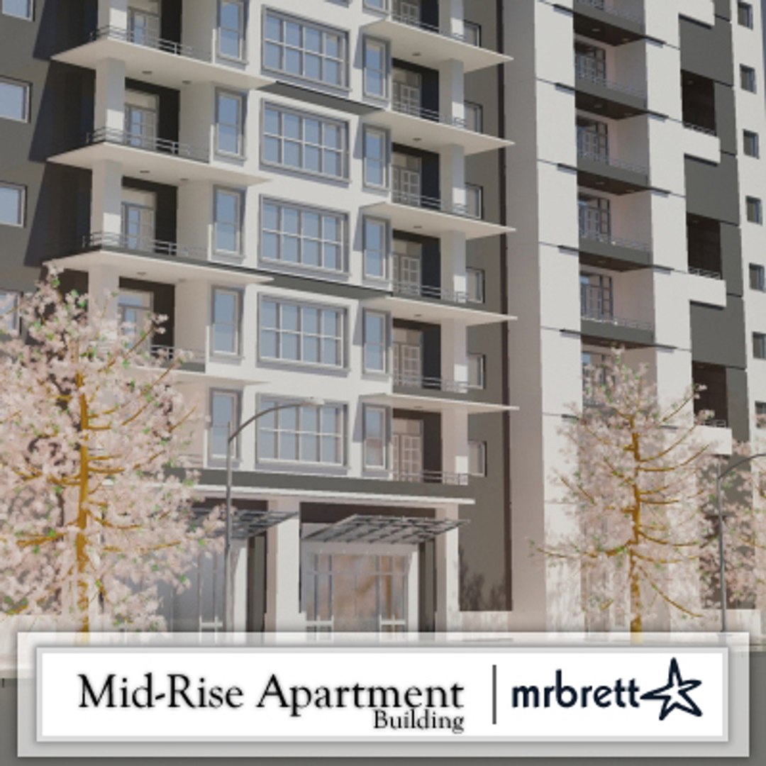 mid-rise luxury apartment building 3d dxf