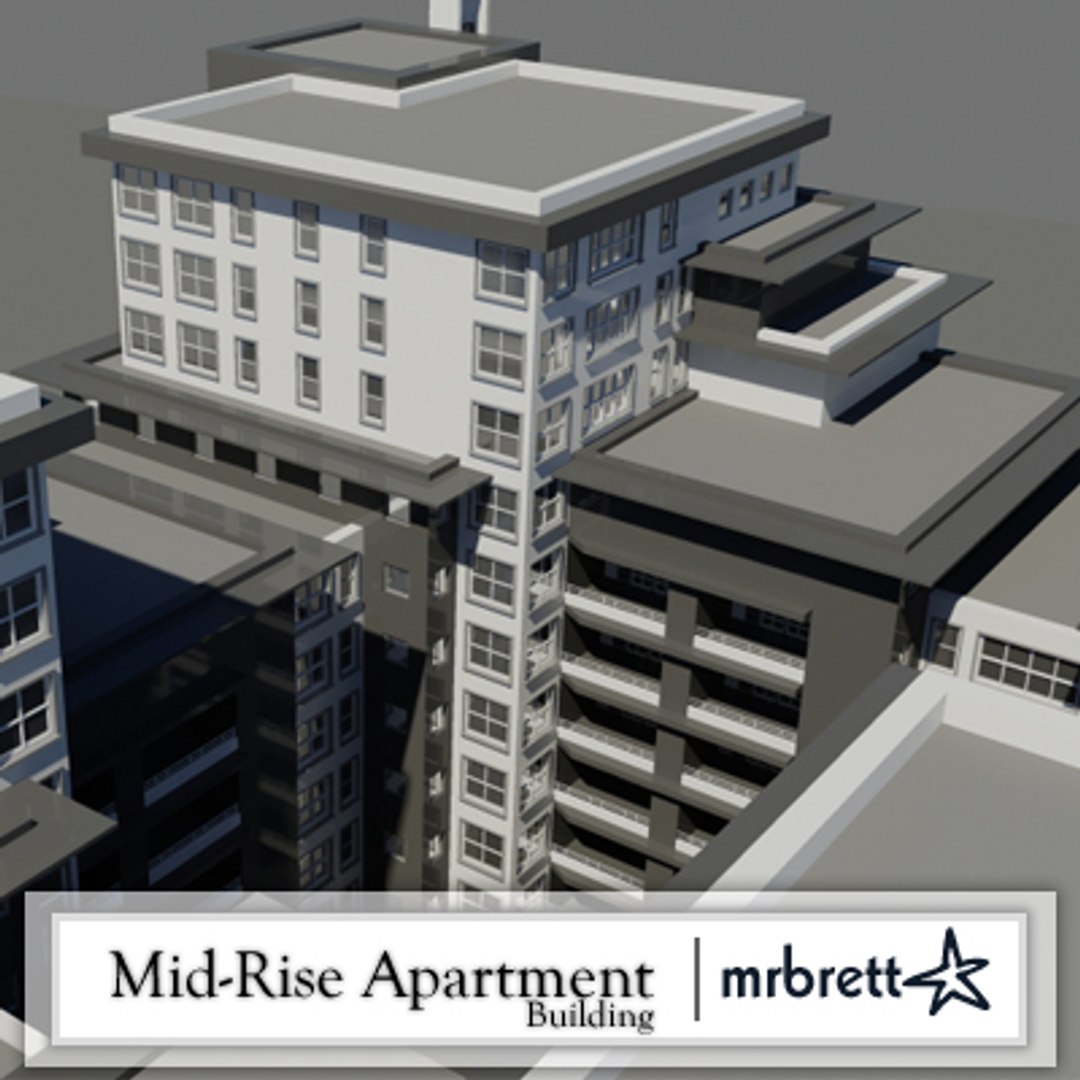 mid-rise luxury apartment building 3d dxf
