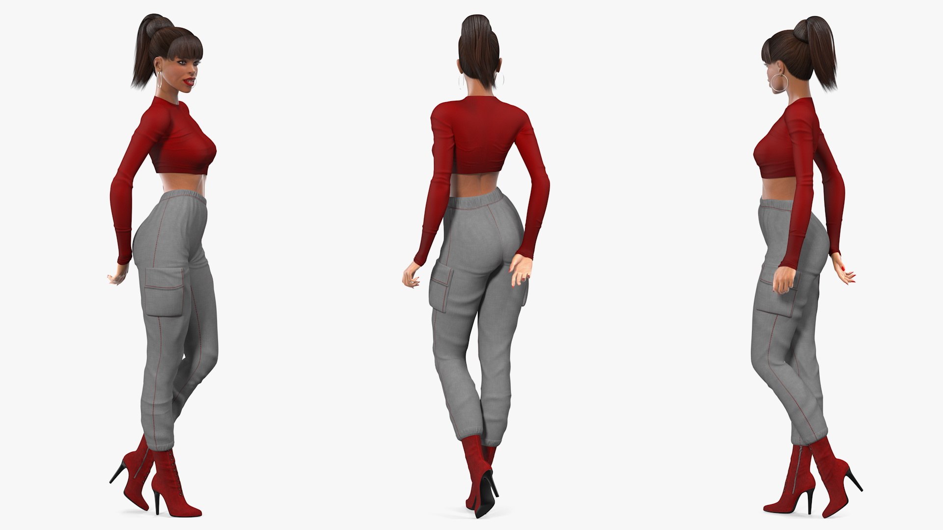 Light Skin City Style Woman T Pose 3D Model $149 - .3ds .blend