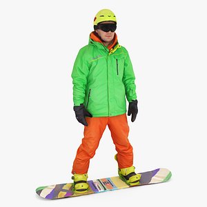 3d model snowboarder people human
