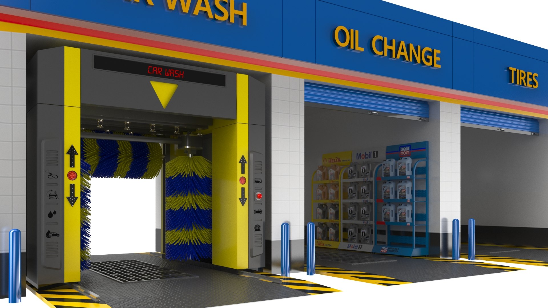 3D Model Detailed Car Service Building - TurboSquid 2035210