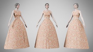 3D Dress 32 Sunset Bloom Brocade model