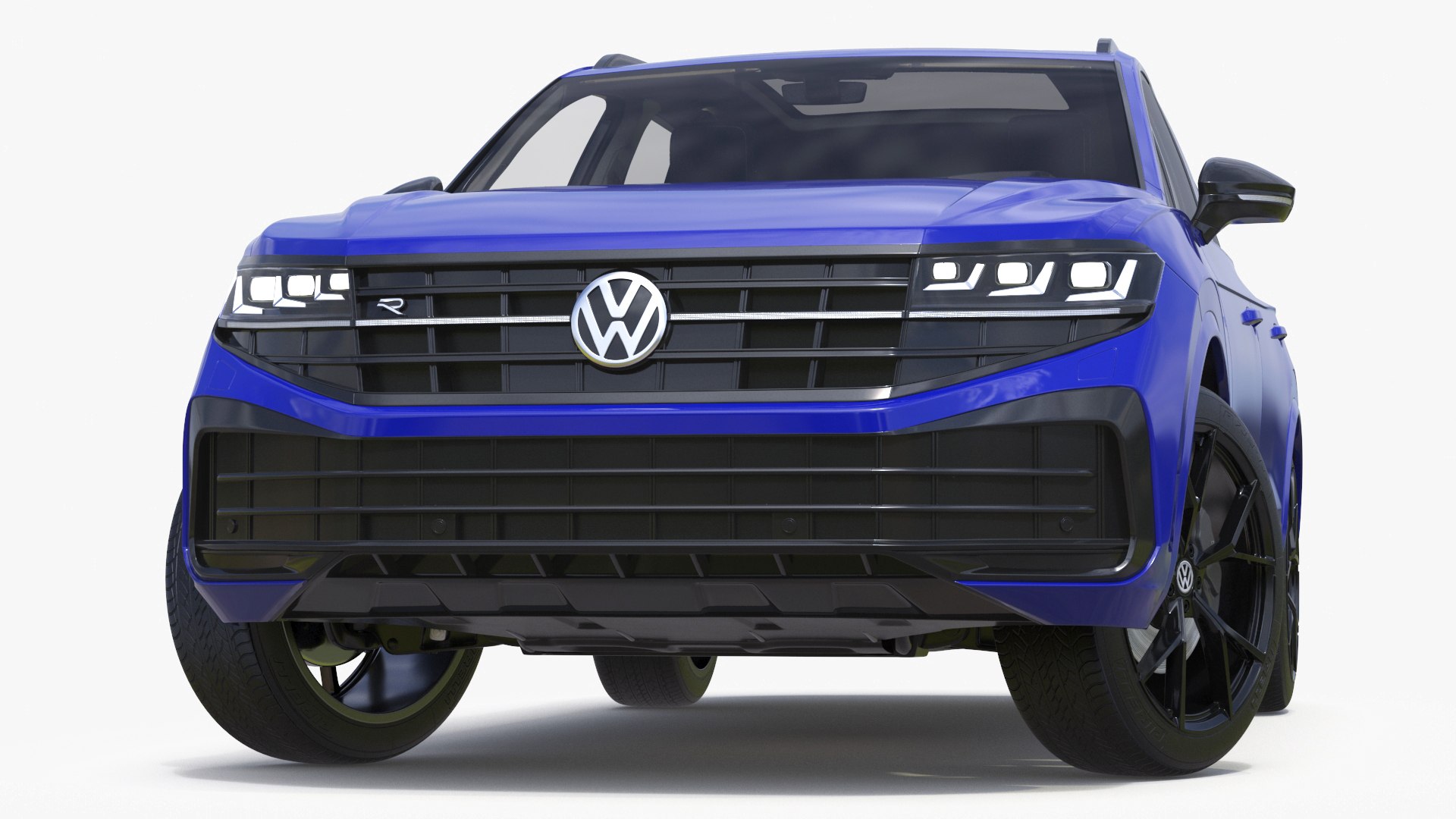 Volkswagen Touareg 2024 Blue Lights On Rigged for Cinema 4D 3D model preview