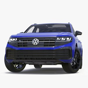 3D Volkswagen Touareg 2024 Blue Lights On Rigged for Cinema 4D model