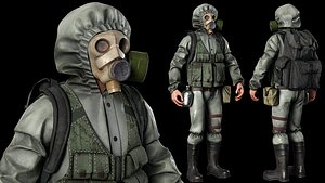 Post apocalyptic survivor 4 Game ready low poly character Low-poly 3D model