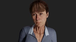Detailed Elderly Woman in Serene Pose 3D
