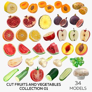 Cut Fruits and Vegetables Collection 01 - 34 models 3D model