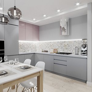 Interior set, living room, kitchen room, hallway room