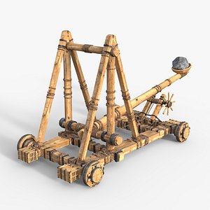Medieval Catapult low-poly 3d model