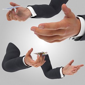 Hands with Card Spin Animated Rigged For Maya model