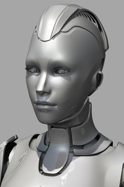 female cyborg sci-fi robot 3d obj