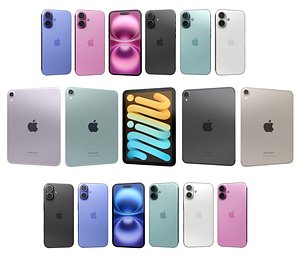 Apple iPhone 16 16 Plus and ipad Mini 2024 3D