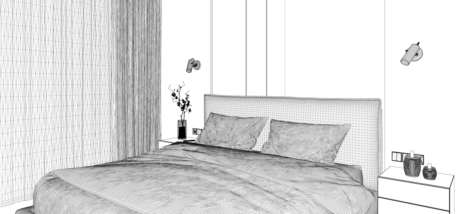 3D Cozy Bedroom With A Beautiful Decorative Wall - TurboSquid 1940927