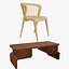 Silla De Madera Con Mesa De Centro