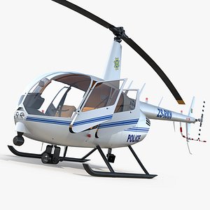 police helicopter robinson r44 3d model
