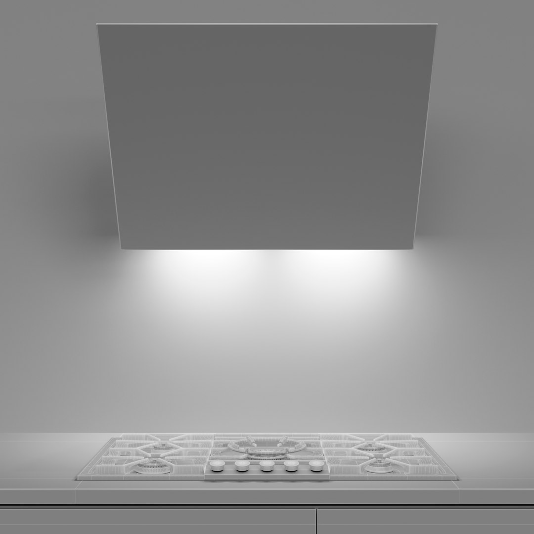 Gaggenau Gas Cooktop Hood 3D Model TurboSquid 1480564