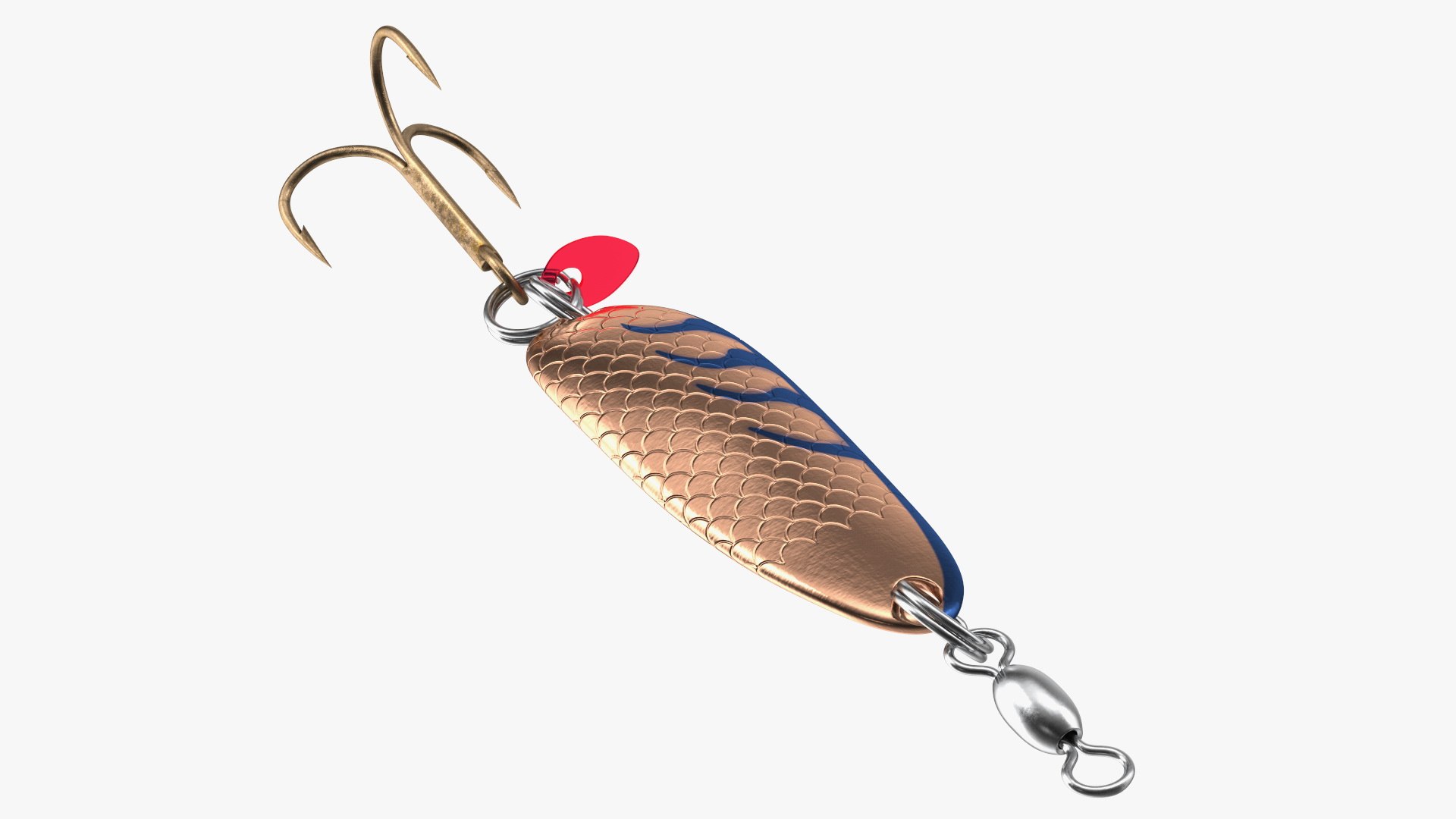 Copper Blue Trolling Spoon Lure 3D model preview
