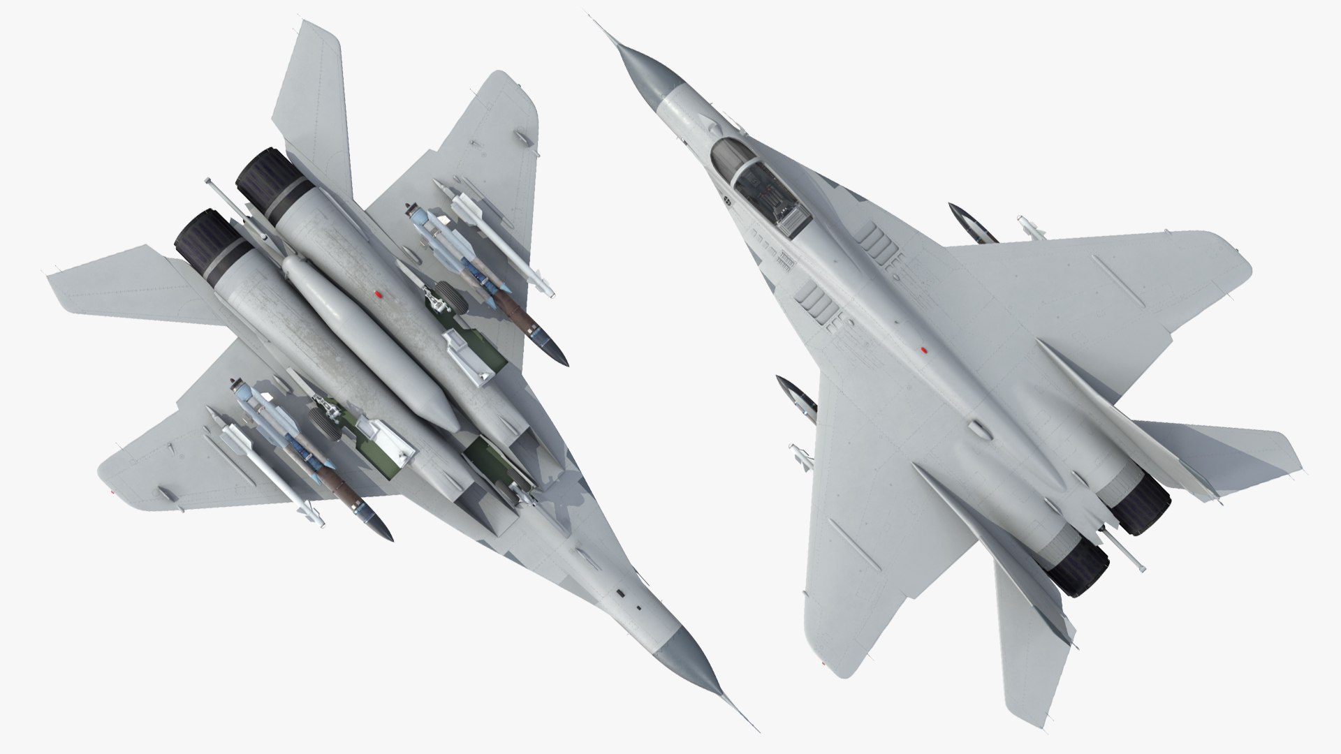 3D MiG 29 Fighter Aircraft with X-31PM Supersonic Missile https://p.turbosquid.com/ts-thumb/57/ysFJNE/5u/mig29fighteraircraftwithx31pmsupersonicmissilemb3dmodel028/jpg/1654763458/1920x1080/fit_q87/e7f3b15f0c11f953433b996691f0cbca072a7b6d/mig29fighteraircraftwithx31pmsupersonicmissilemb3dmodel028.jpg