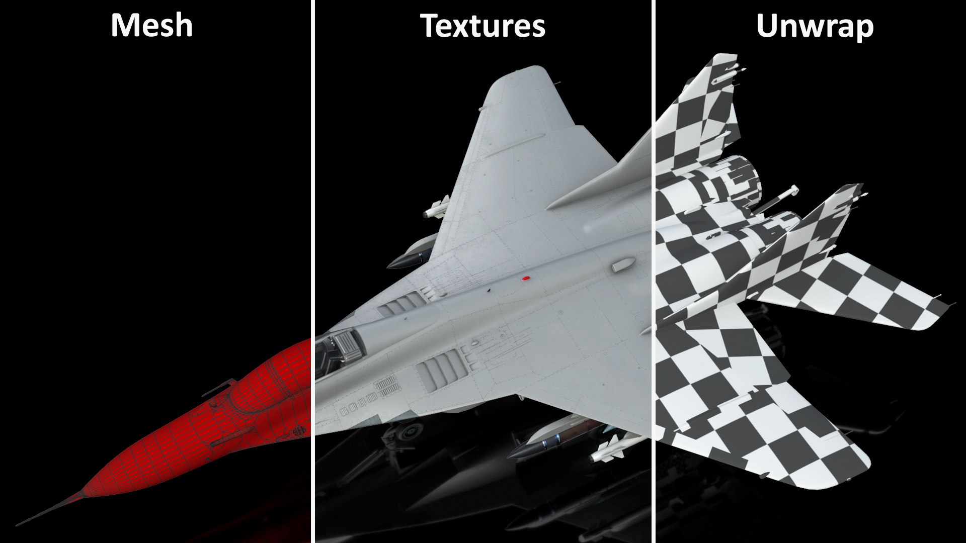 3D MiG 29 Fighter Aircraft with X-31PM Supersonic Missile https://p.turbosquid.com/ts-thumb/57/ysFJNE/Oa/mig29fighteraircraftwithx31pmsupersonicmissilemb3dmodel047/jpg/1654763521/1920x1080/fit_q87/9dd472ac5fb0c694637ad7e9d55e14ae79a15705/mig29fighteraircraftwithx31pmsupersonicmissilemb3dmodel047.jpg