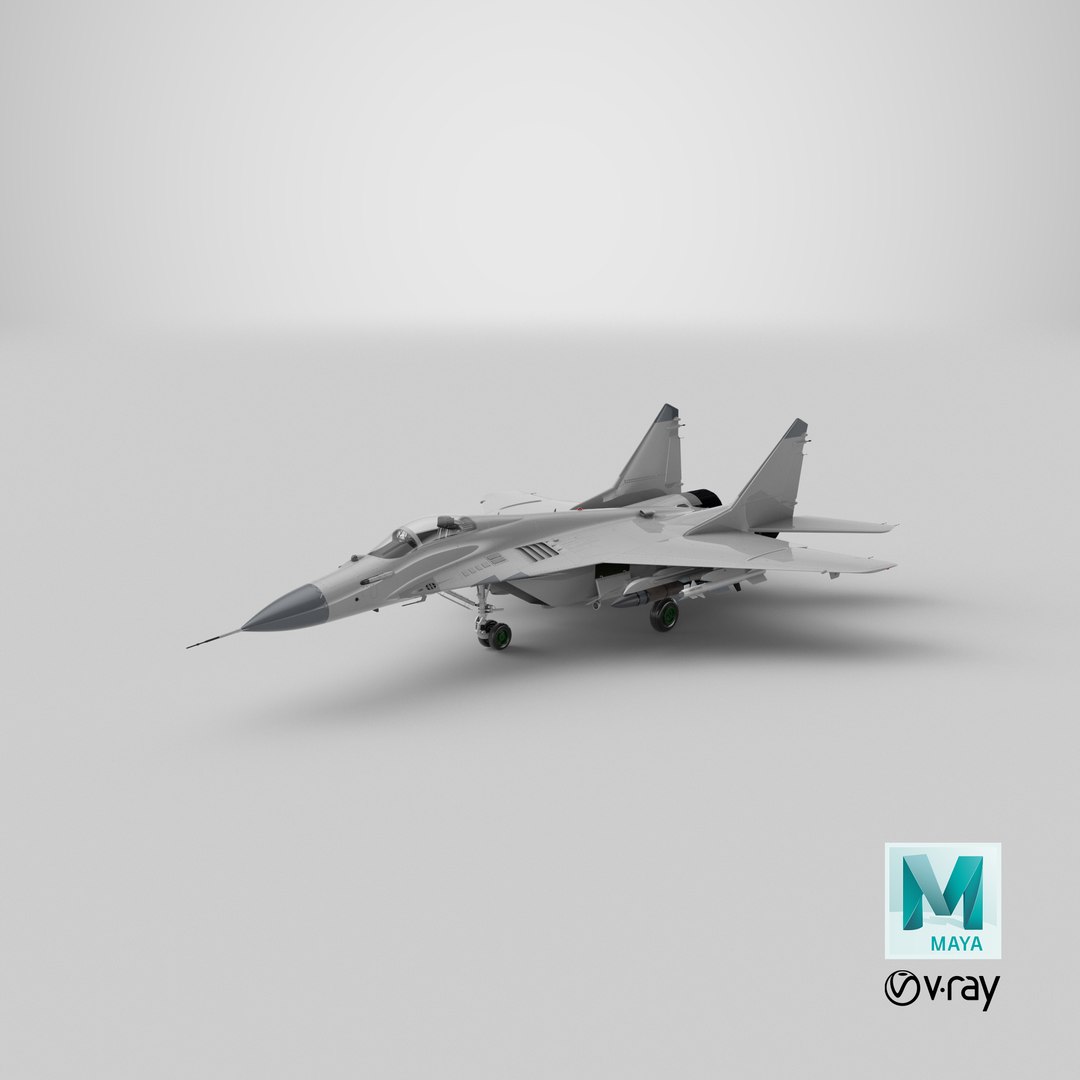 3D MiG 29 Fighter Aircraft with X-31PM Supersonic Missile https://p.turbosquid.com/ts-thumb/57/ysFJNE/Yq/stemcell_maya_vray_render/png/1687595696/1920x1080/fit_q87/82458c5b65578263bea41bc7fecfa182a7d62d17/stemcell_maya_vray_render.jpg