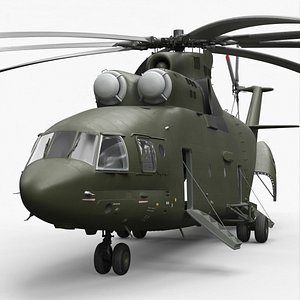 Extra Large Military Cargo Helicopter Green Rigged for Maya 3D