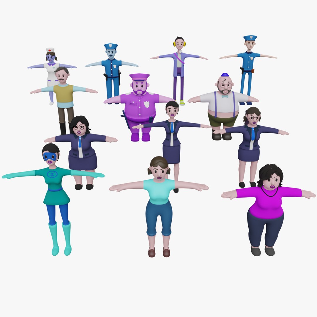 3D Cartoon 63 Stylized Characters Fully Rigged Blendshaped - TurboSquid ...