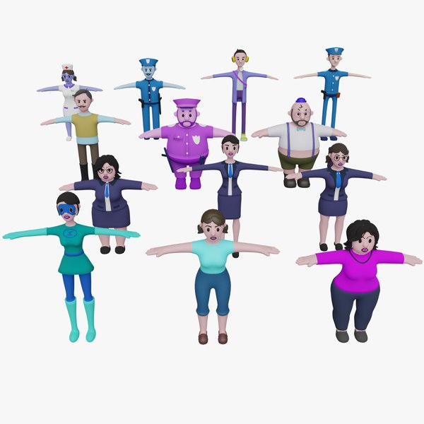 3D Cartoon 63 Stylized Characters Fully Rigged Blendshaped