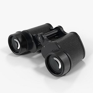 antique black military binoculars 3D model