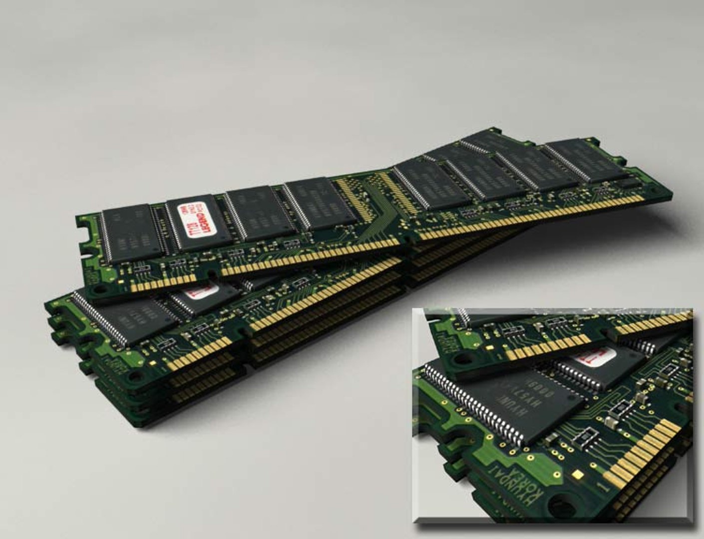3d Model Of 128mb Pc133 Sdram Legend