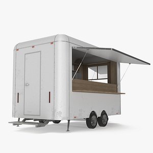 3D Mobile Food Concession Trailer White with Equipment model
