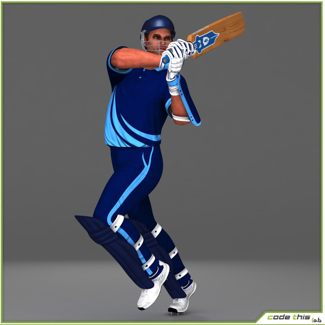 Helmet Cricket Bat Characters 3d Obj