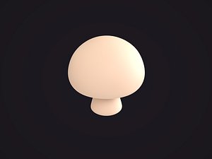 3D Simple Beige Button Mushroom