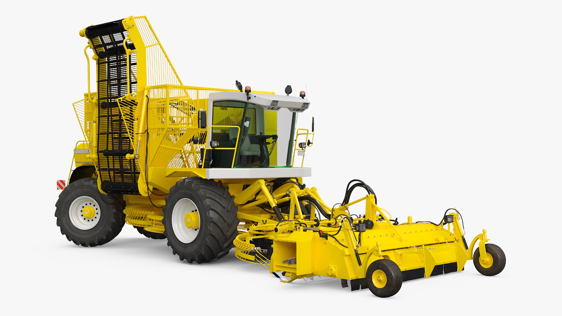 Agricultural Beet Harvester Machine Yellow Rigged 3D model preview