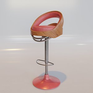 3D kitchen leather stool model