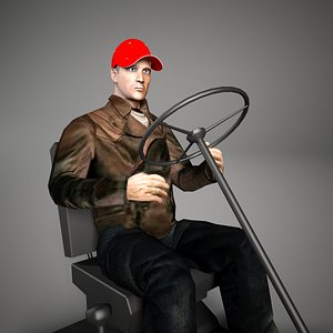 3D driver man worker