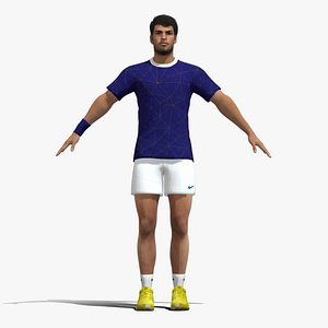 3D A-Pose Rigged Carlos Alcaraz model