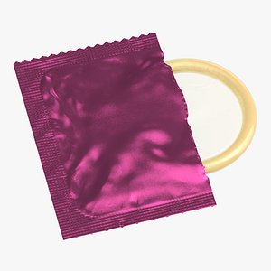 3D condom unwrapped red model