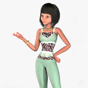 3D Cartoon 3D Rigged Cute Girl Character Model model