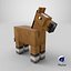 Minecraft 马匹绑定 3D 模型，游戏就绪，4K PBR