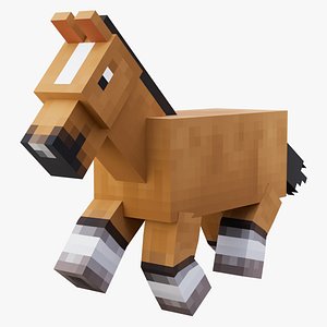3D Minecraft Horse Rigged 3D Model Game Ready 4K PBR model