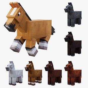 Minecraft Horse Rigged 3D Model Game Ready 4K PBR
