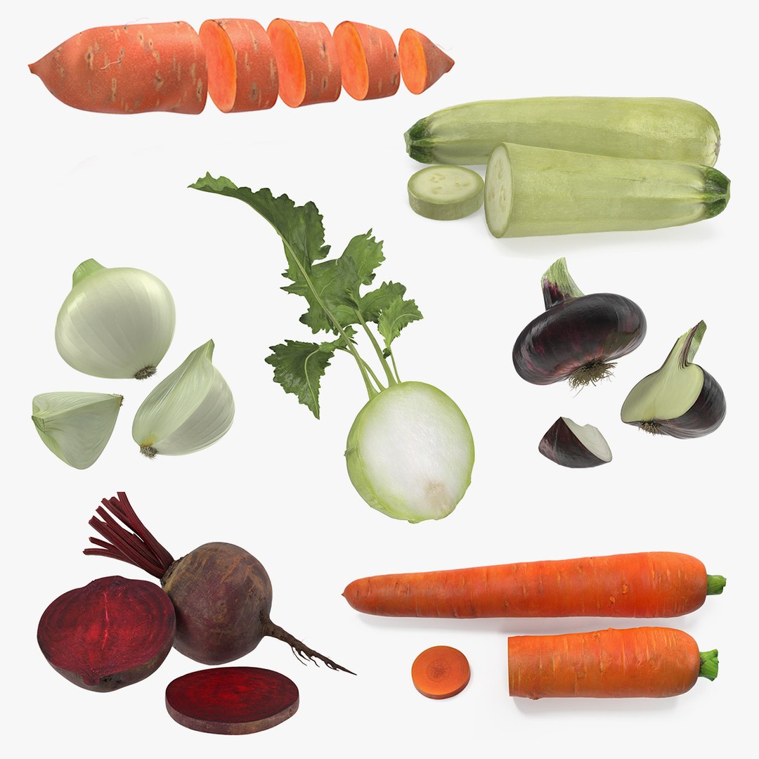 Cut Vegetables Collection 3 3D model preview