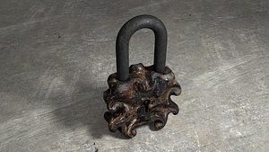 obj old rusty ornated padlock