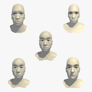 70 Year Old Elderly Male Rigged Heads Collection