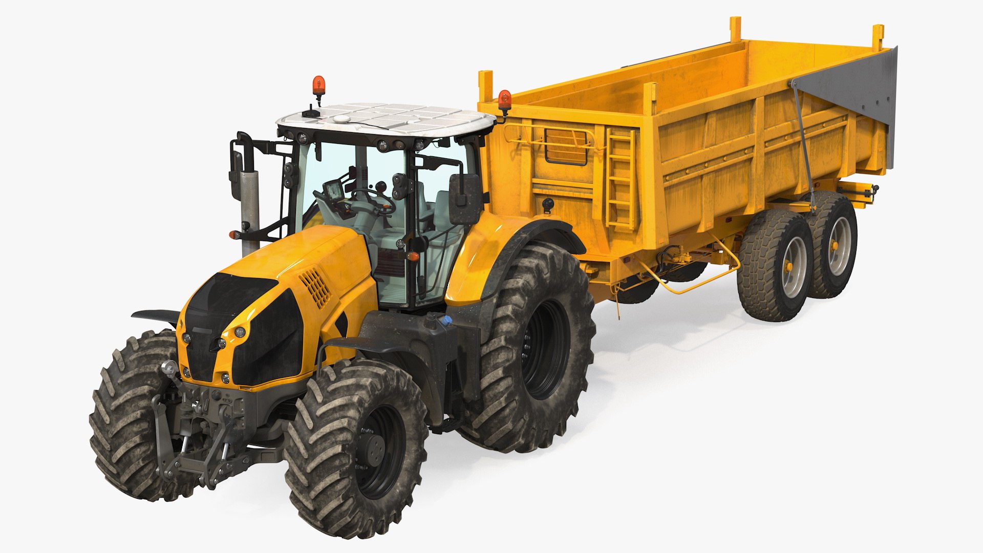 Tractor with Body Tipper Trailer 3D model preview