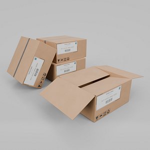 Cardboard Box R-442 - Rigged and Customizable 3D